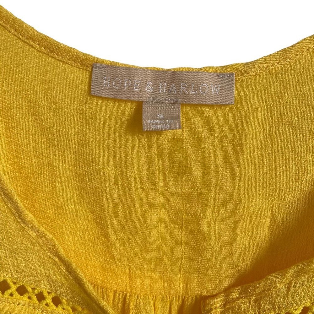 Hope & Harlow Womens Bright Yellow Sleeveless Top With Ruffled Hem Size S - Picture 3 of 7
